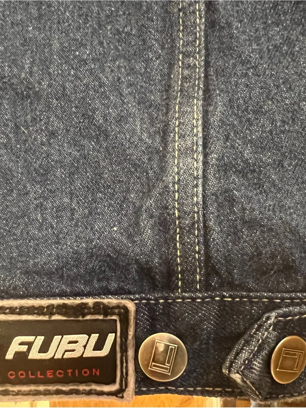 FUBU Kid’s Dark Blue Denim Jacket with Contrast Stitching